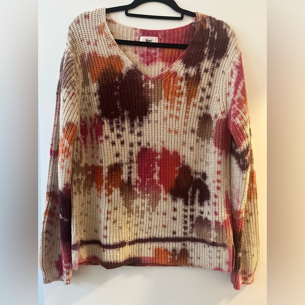 B.yu brown and red tie dye sweater